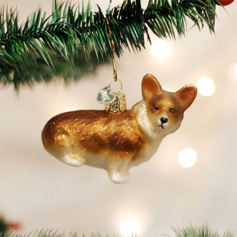 Old World Christmas 3.5" Old World Christmas Pembroke Welsh Corgi Glass Ornament #12427