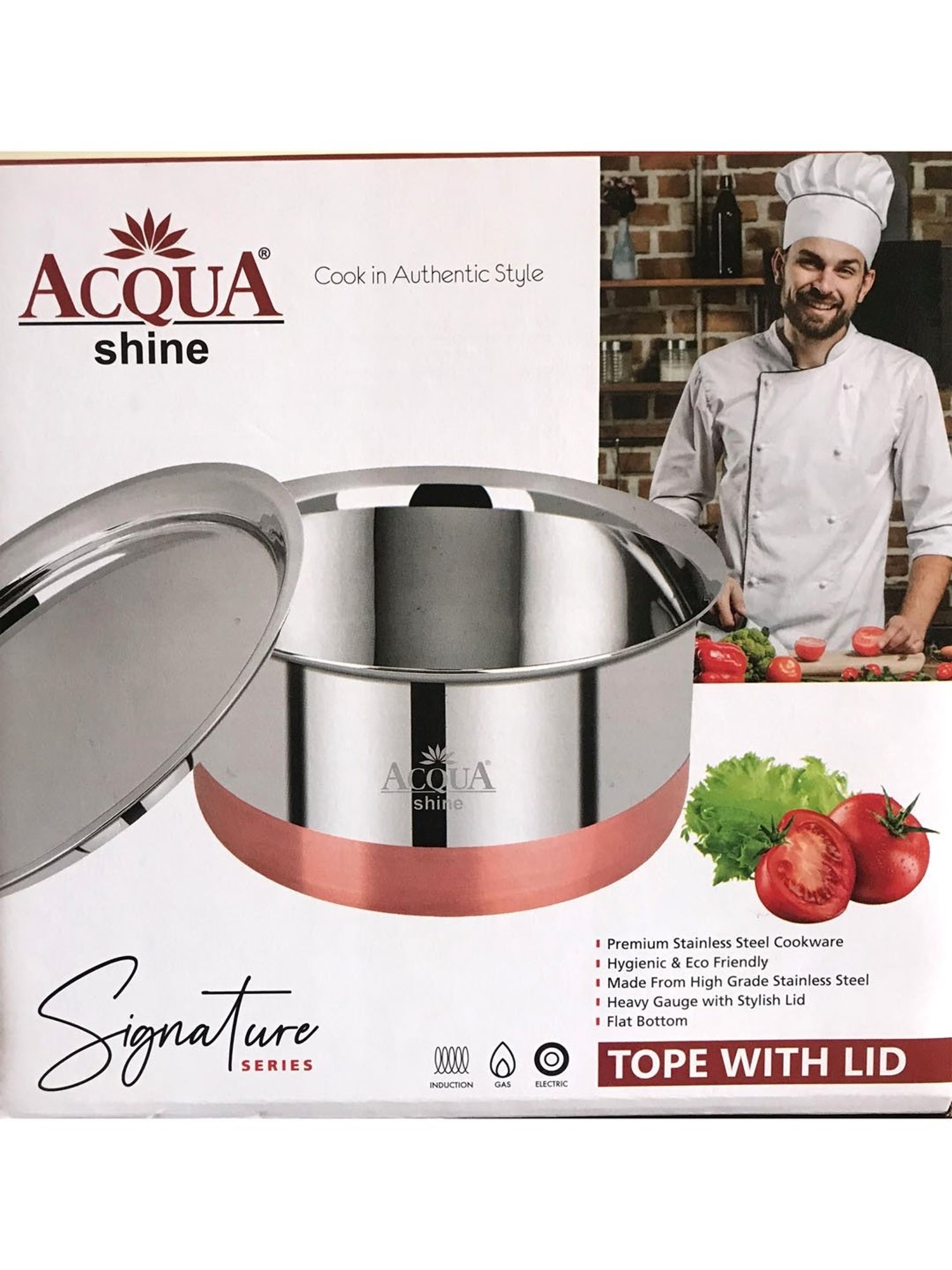 ACQUA SHINE Silver Copper Bottom Stainless Steel 15.8 cm Tope With Lid (900 ml) - Set of 1