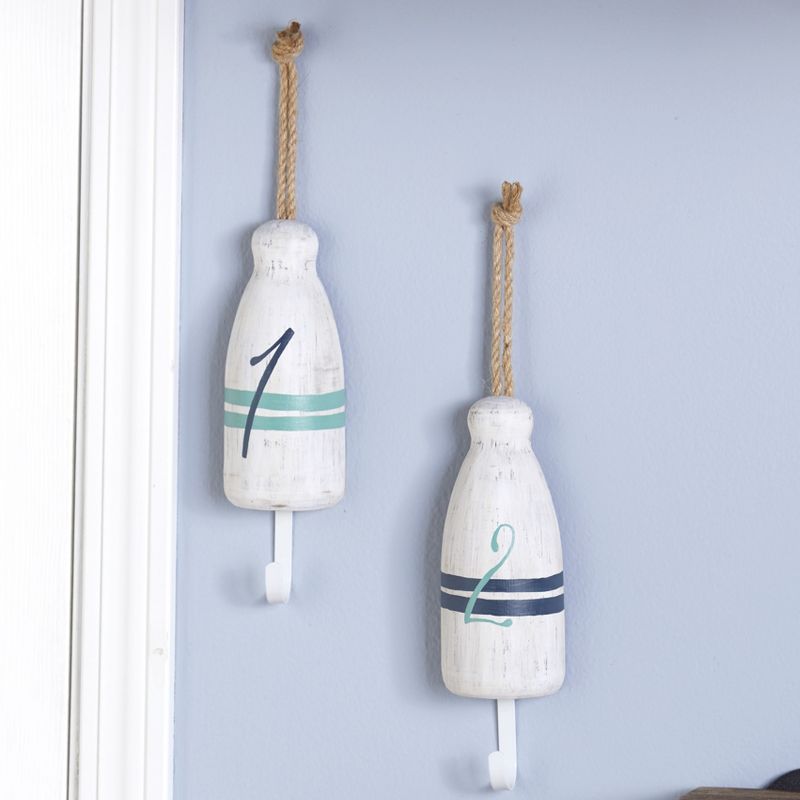 Lakeside Coastal Accent Buoys Wall-Mounted Towel Hangers - Set of 2