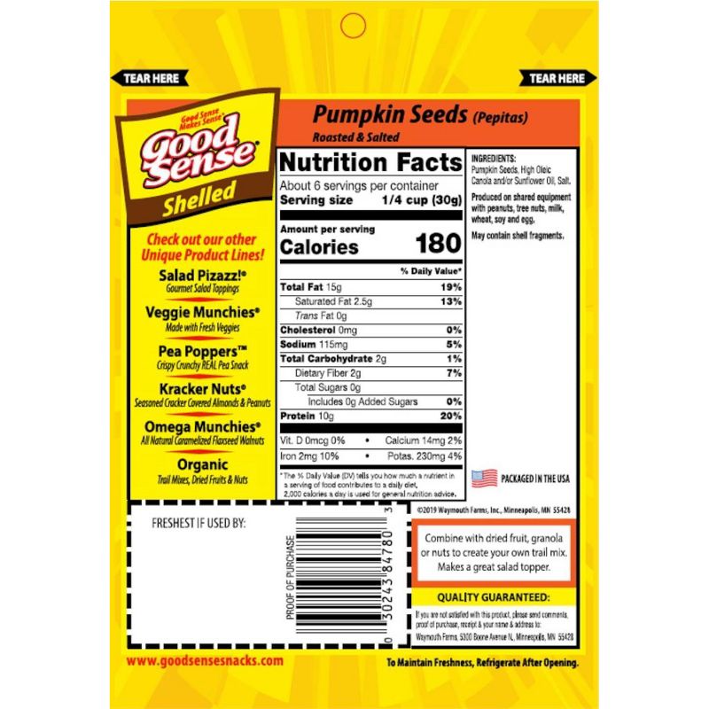 Good Sense Roasted and Salted Pepitas - 6oz