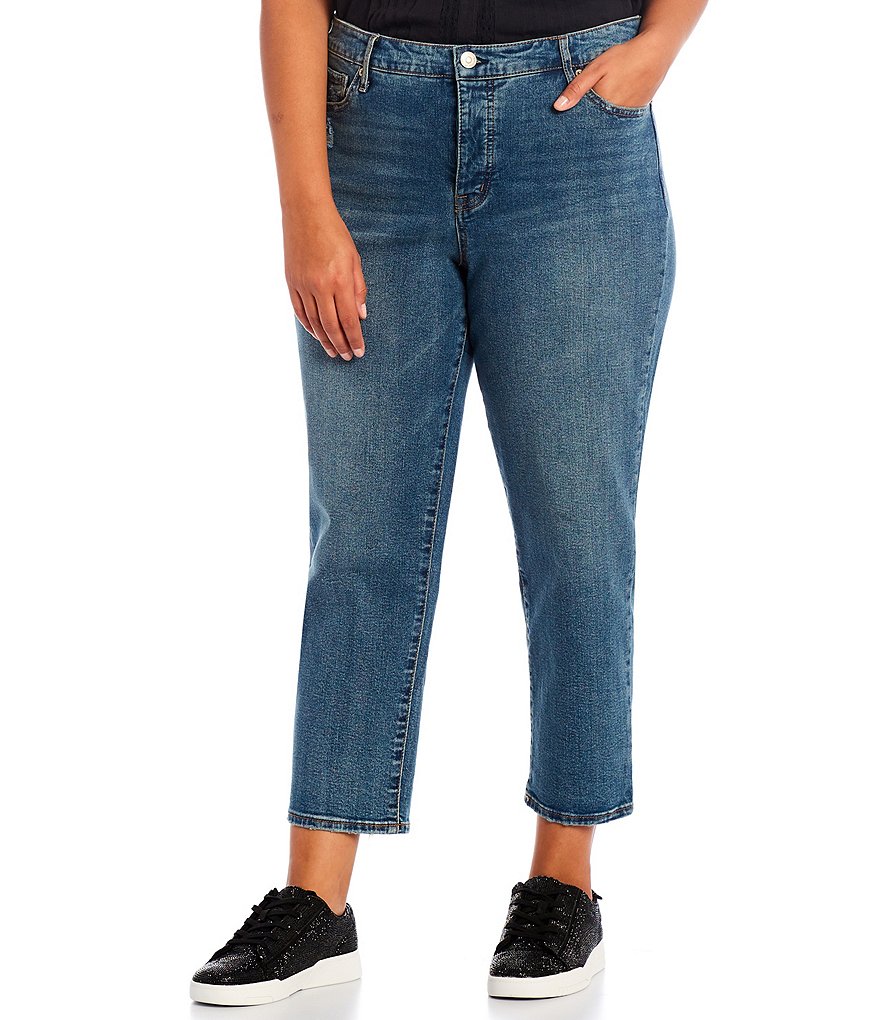 Jessica Simpson Plus Size Throwback High-Rise Straight Leg Ankle Jeans