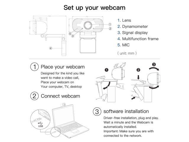 Anivia 1080p HD Webcam W8, USB Desktop Laptop Camera, Mini Plug and Play Video Calling Computer Camera, Built-in Mic, Flexible Rotatable Clip