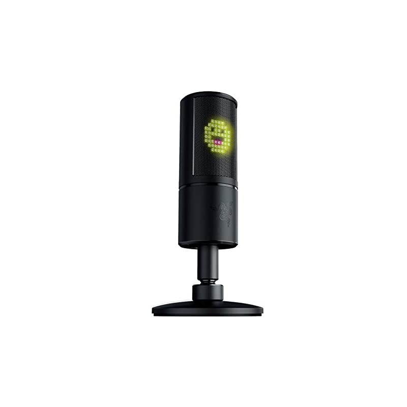 Seiren Emote Streaming Microphone: 8-bit Emoticon LED Display, Stream Reactive Emoticons, Hypercardioid Condenser Mic, Built-in Shock Mount, Height & Angle Adjustable Stand, Classic Black