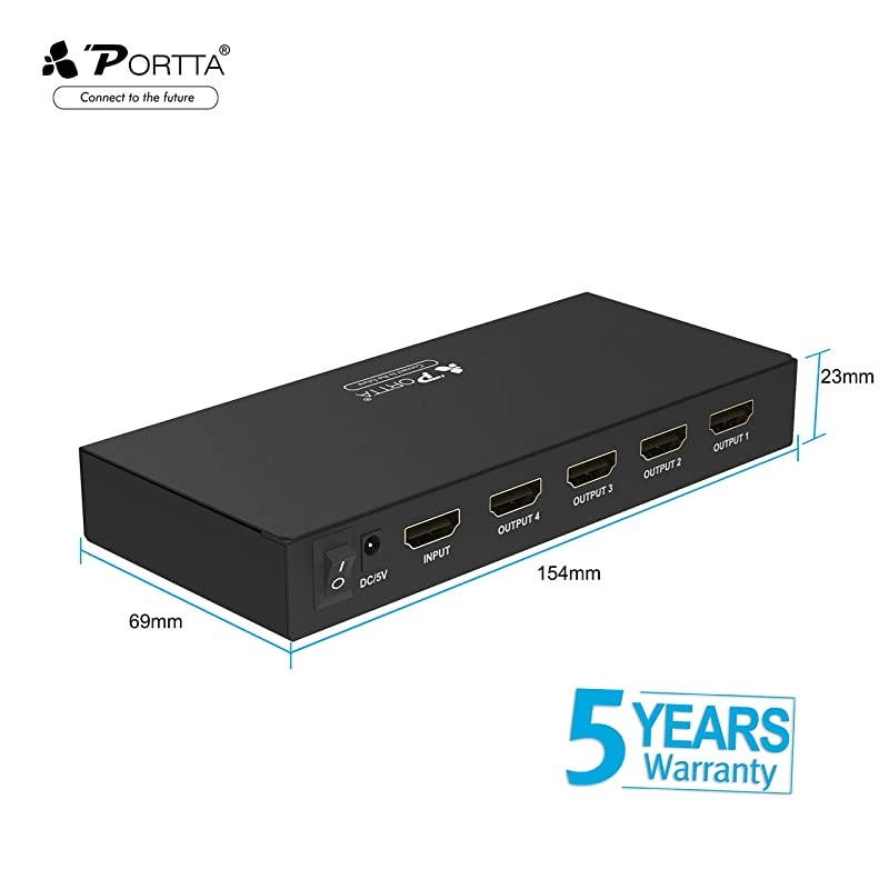 Premium HDMI Splitter 1X4 4 Port V2.0 with HDCP Key 4Kx2K@60Hz with EDID HDCP2.2