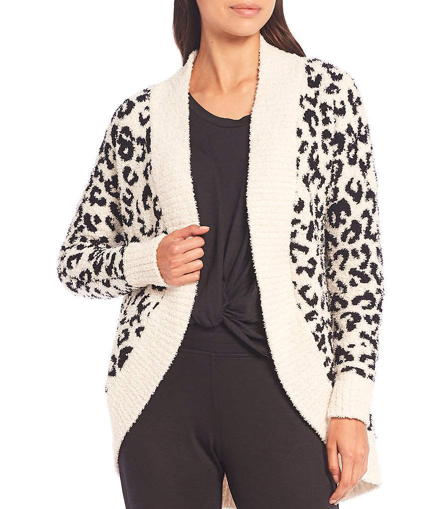 UGG Fremont Fluffy Sweater Knit Leopard Print Slouchy Lounge Cardigan