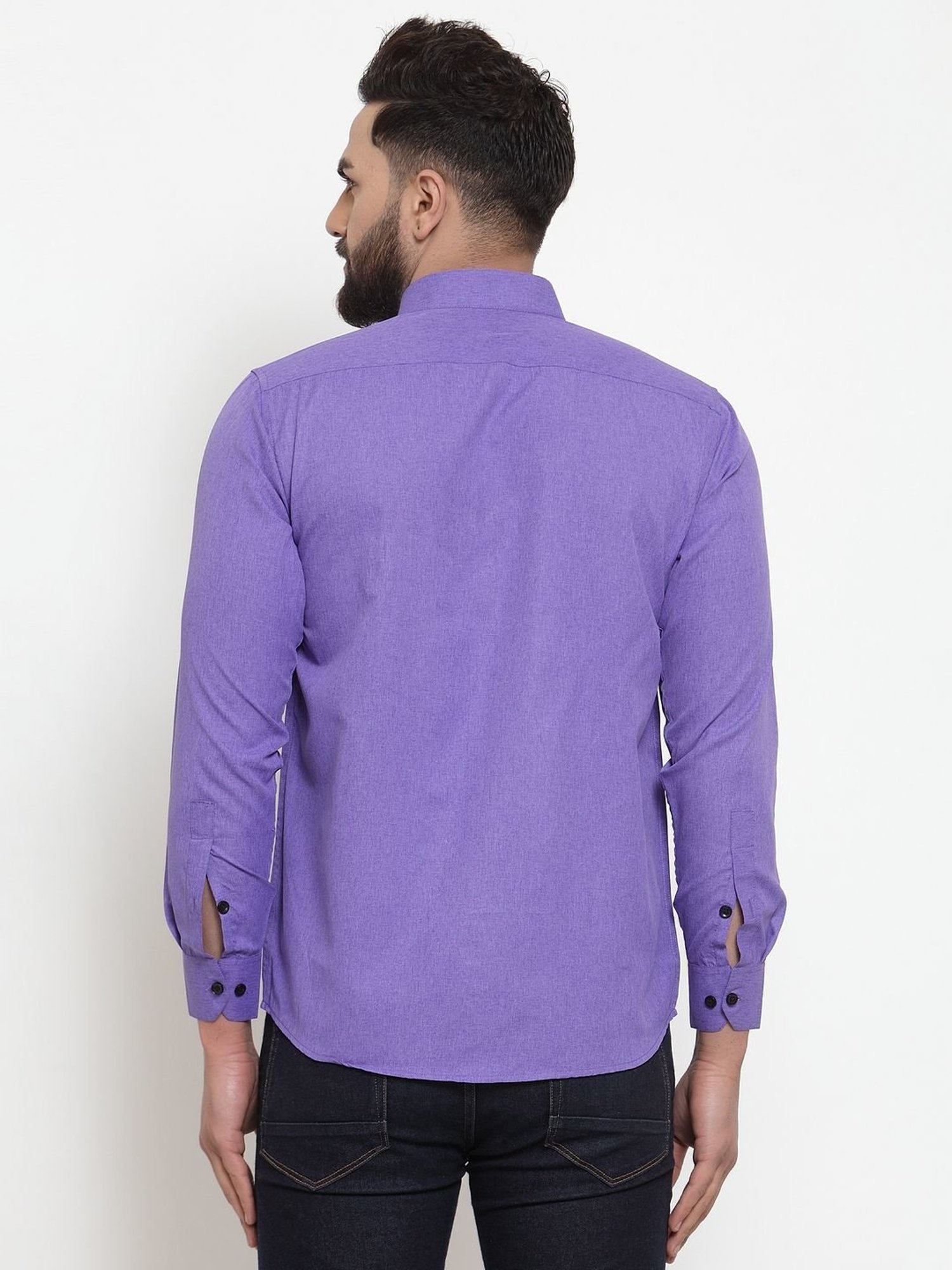 Jainish Voilet Regular Fit Self Pattern Shirt