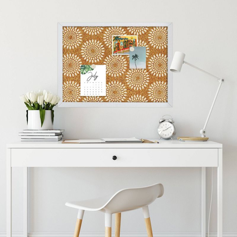 Wall Pops!  Cork Bulletin Board White Frame 17" x 23" - Flowers