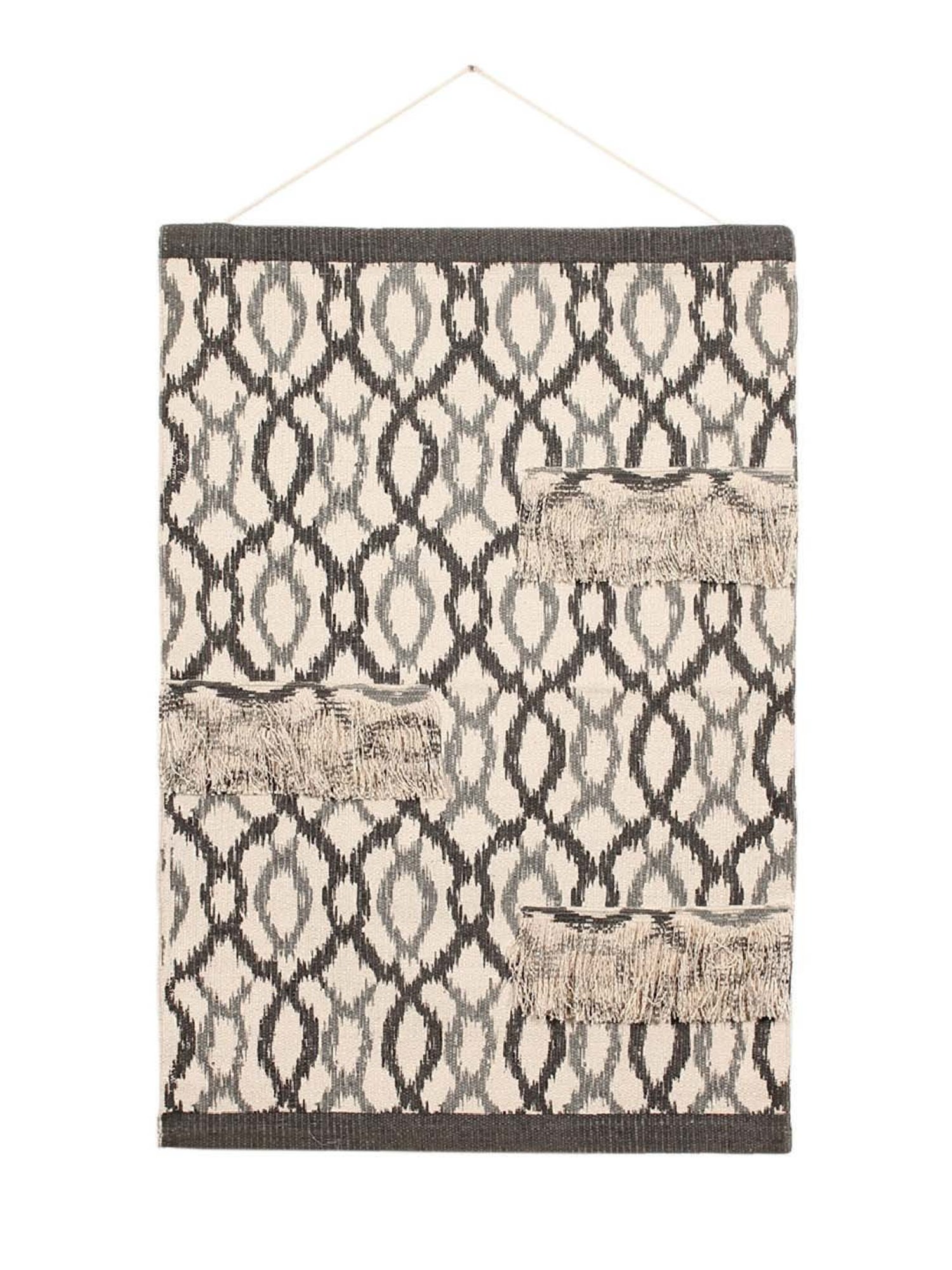 House This Laher Grey & Ivory Cotton Wall Hanging - Set of 1