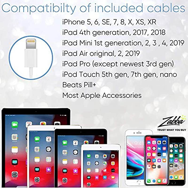 Charging Station for Multiple Devices, with 6 USB Fast Ports, Compatible with Cell Phones, Smart Phones, Tablets, and Other Electronics, White