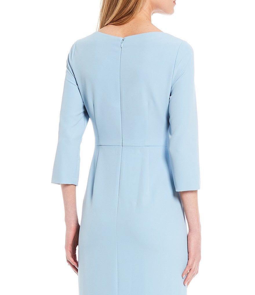 Adrianna Papell Boat Neck Stretch Twill Pin Tuck Gown