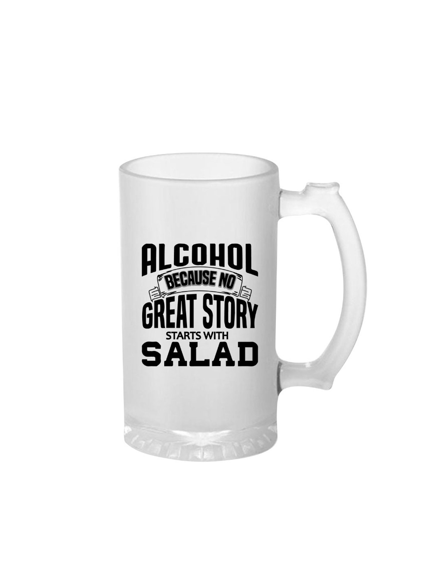 Gathari Printed White Glass Beer Mug