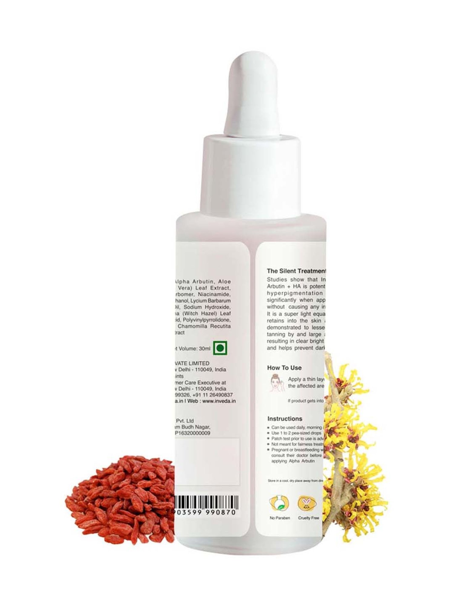 INVEDA Alpha Arbutin 2% + Hyaluronic Acid Non Comedogenic Dark Spot Eraser - 30 ml