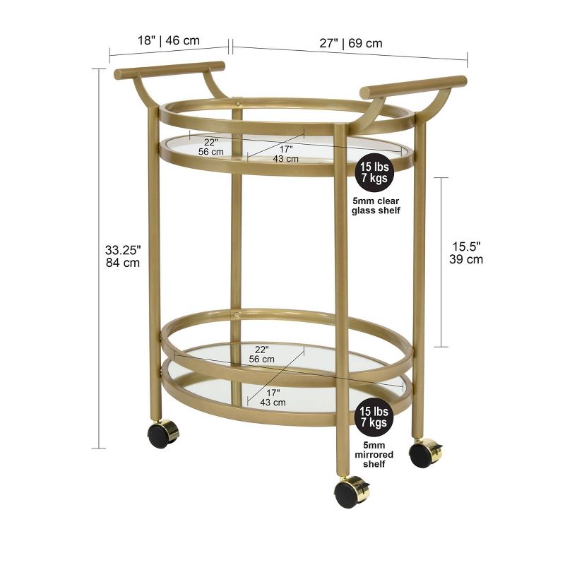 Palazzo Bar Cart with Clear Glass Gold - Studio Designs Home