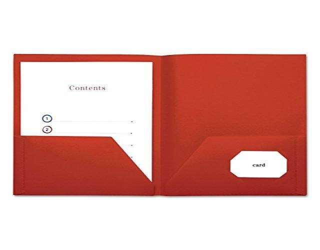Universal Two-Pocket Plastic Folders, 11 X 8 1/2, Red, 10/Pack 20543