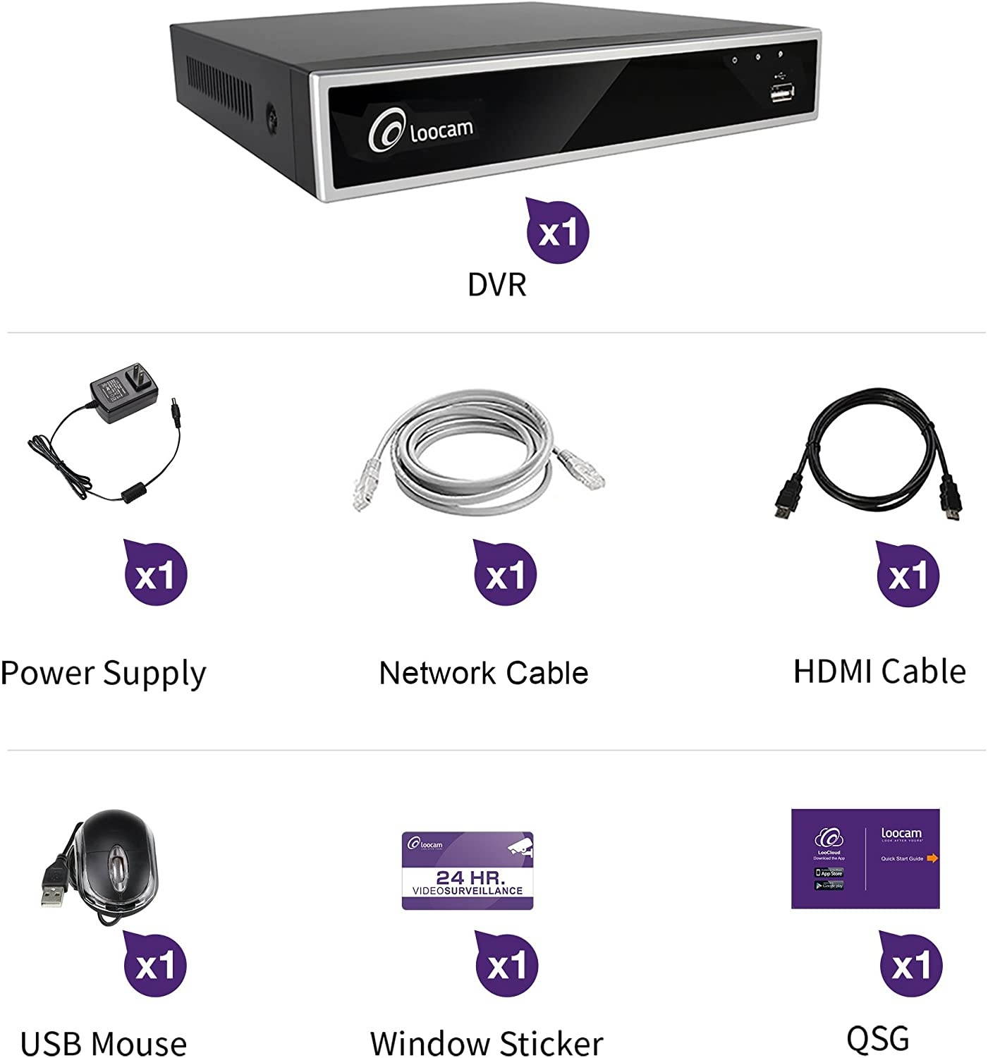 Loocam 8 Channel 1080p Surveillance DVR with 2TB Hard Drive, 8CH Hybrid 4-in-1 Digital Video Recorder to Compatible with 960H/720p/1080p CCTV Security Cameras, Free iOS and Android APP