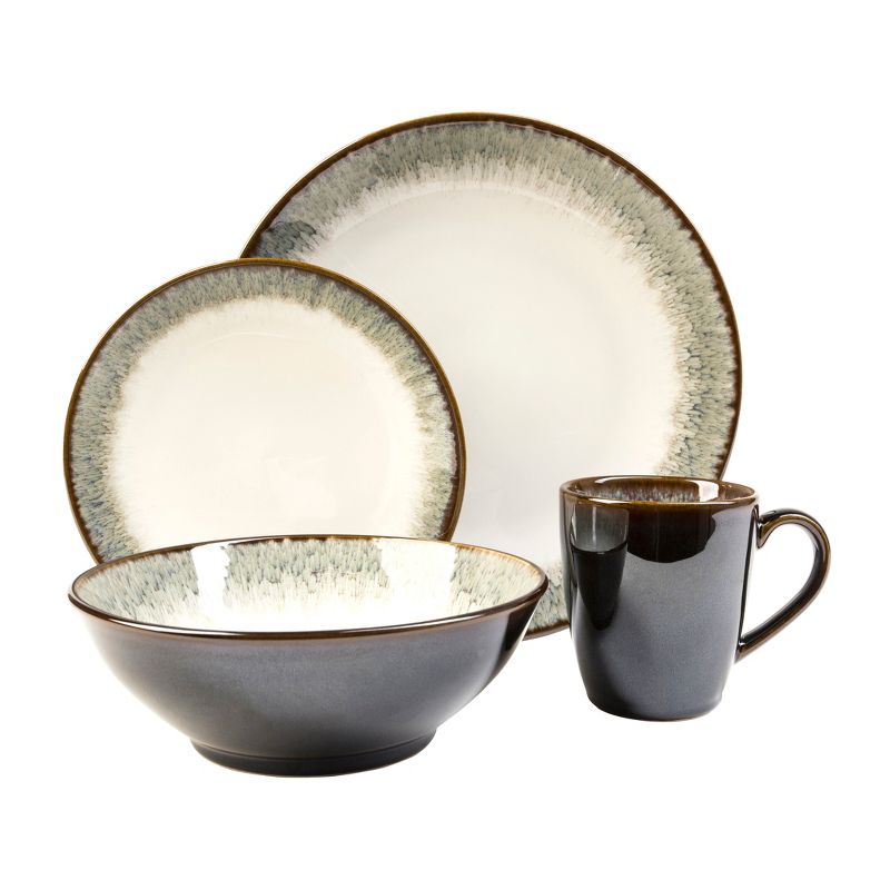 16pc Stoneware Novelle Dinnerware Set Gray/Brown - Sango