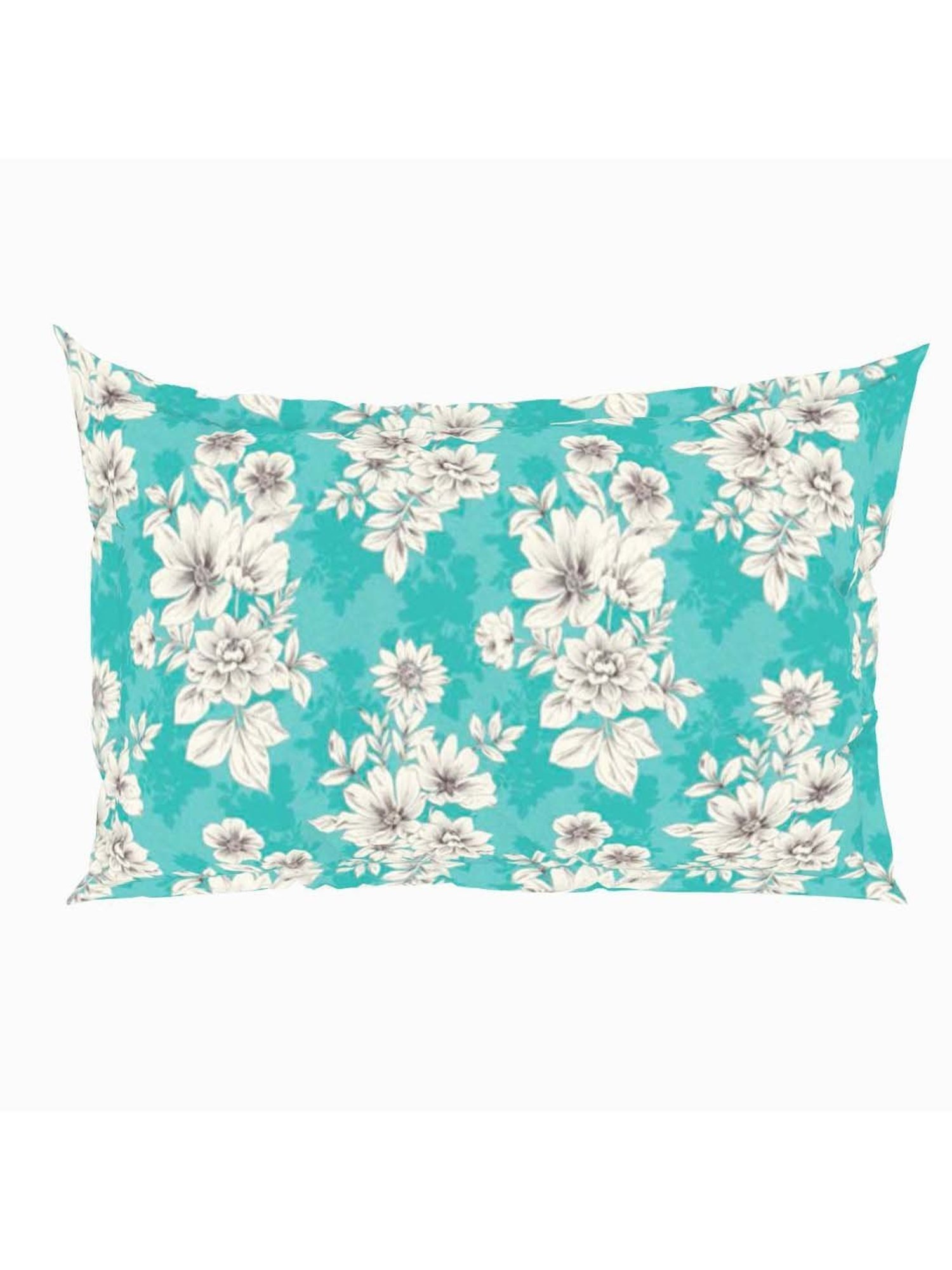 WELSPUN Dazzle Pool Blue Microfiber 140 TC Double Size Bedsheet With Pillow Covers