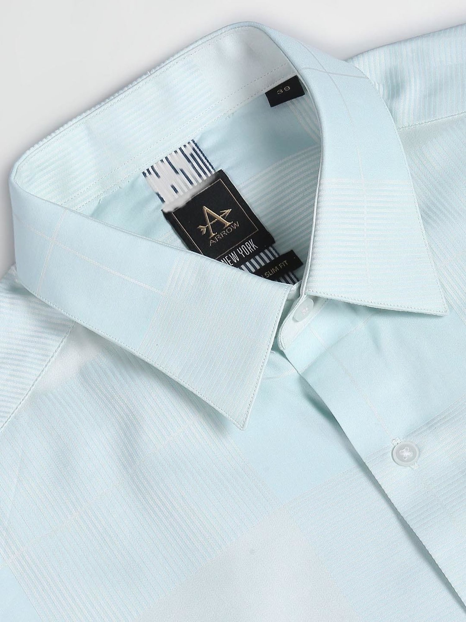 Arrow New York Blue Cotton Slim Fit Checks Shirt
