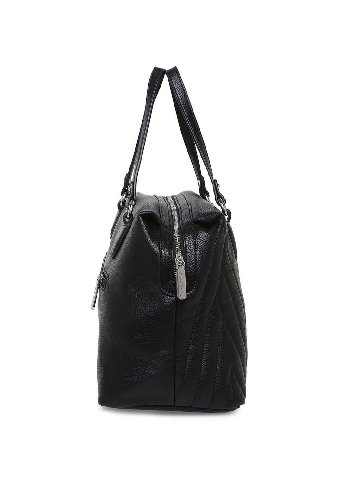 Marina Galanti Black Textured Medium Bowler Bag
