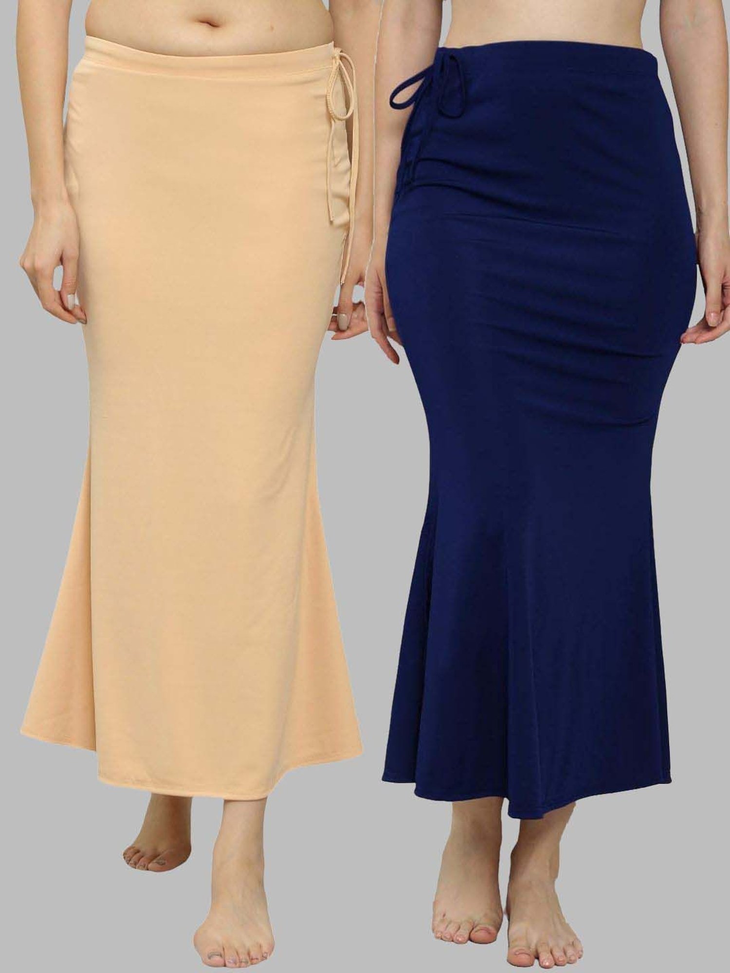 N-Gal Beige & Navy Plain Saree Shapewear - Pack Of 2