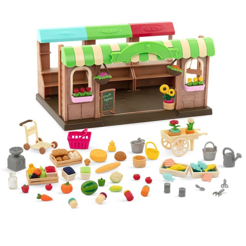 Li'l Woodzeez Store Playset with Toy Food 68pc - Hoppin' Farmers Market