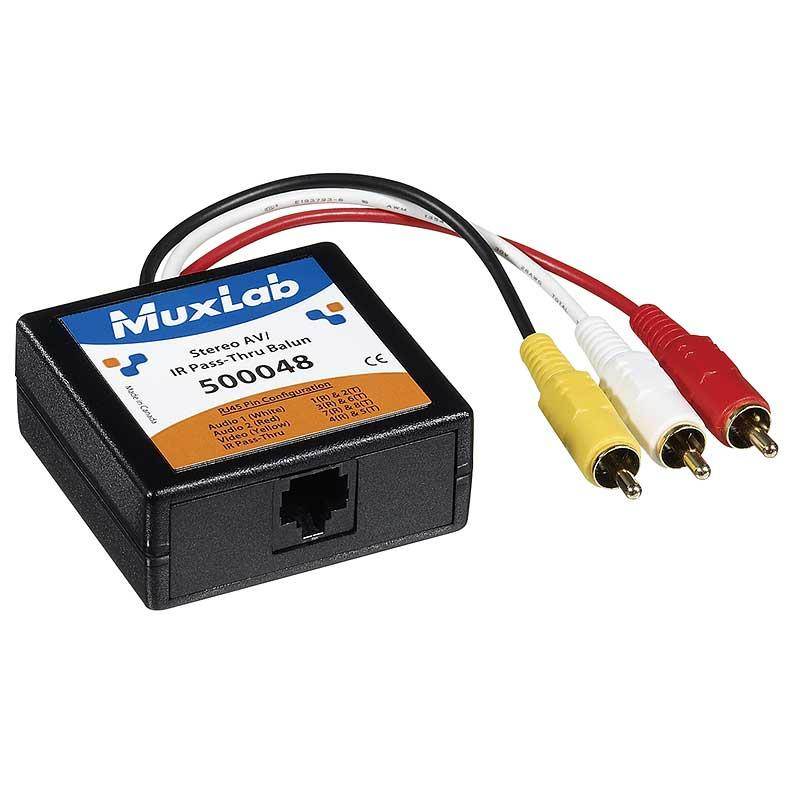 MuxLab 500048 Stereo AV/IR Pass-Thru Balun, Male