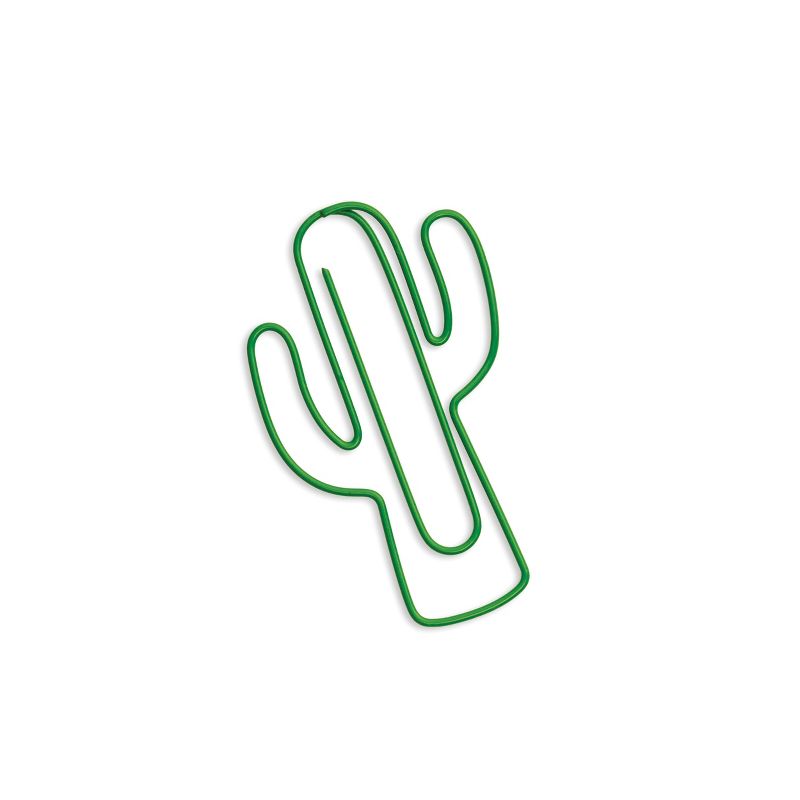 Design Ideas 6 Pack Jumbo Cactus Paperclips, Green, 1.2" x 2"