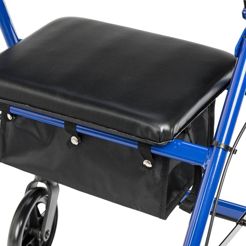 Drive Medical Walker Rollator with 6" Wheels, Fold Up Removable Back Support and Padded Seat, Blue