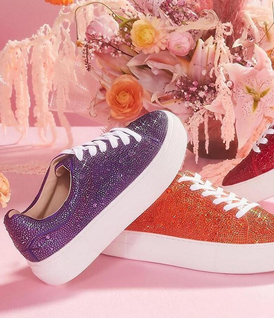 Blue by Betsey Johnson Sidny Rhinestone Embellished Platform Lace-Up Sneakers