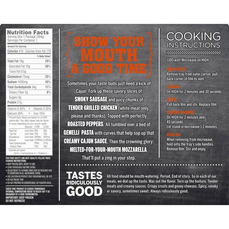 Devour Frozen Cajun Style Alfredo with Sausage and Chicken - 10oz