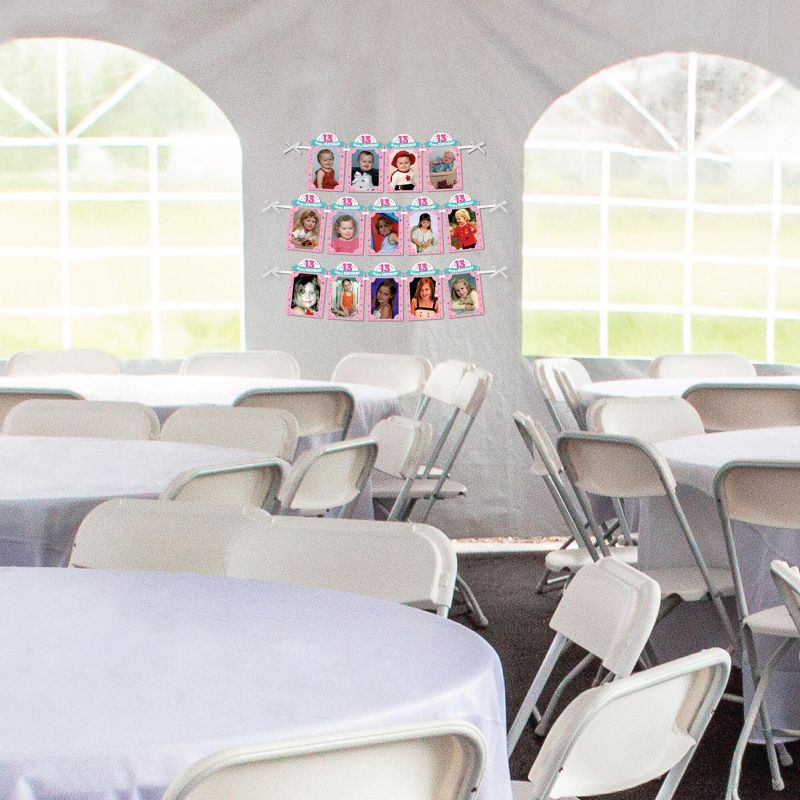 Big Dot of Happiness Girl 13th Birthday - DIY Official Teenager Birthday Party Decor - Picture Display - Photo Banner