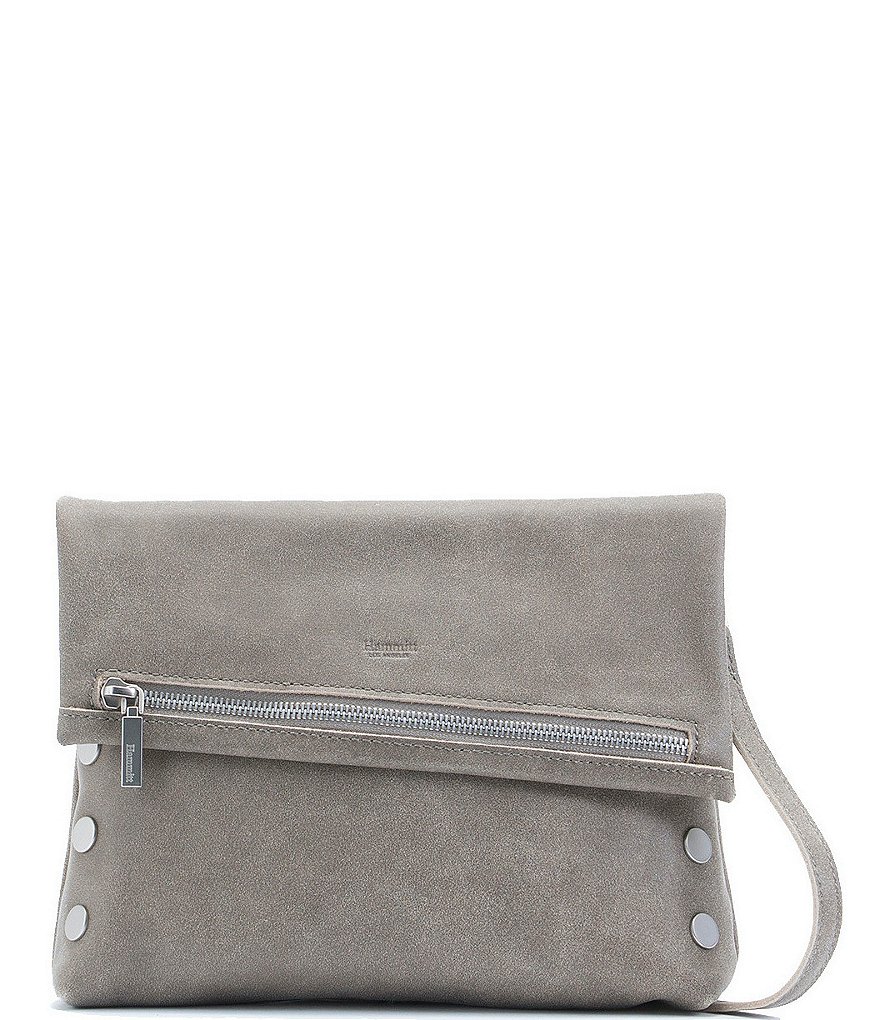 Hammitt VIP Studded Leather Fold-Over Zip Flap Medium Crossbody Bag