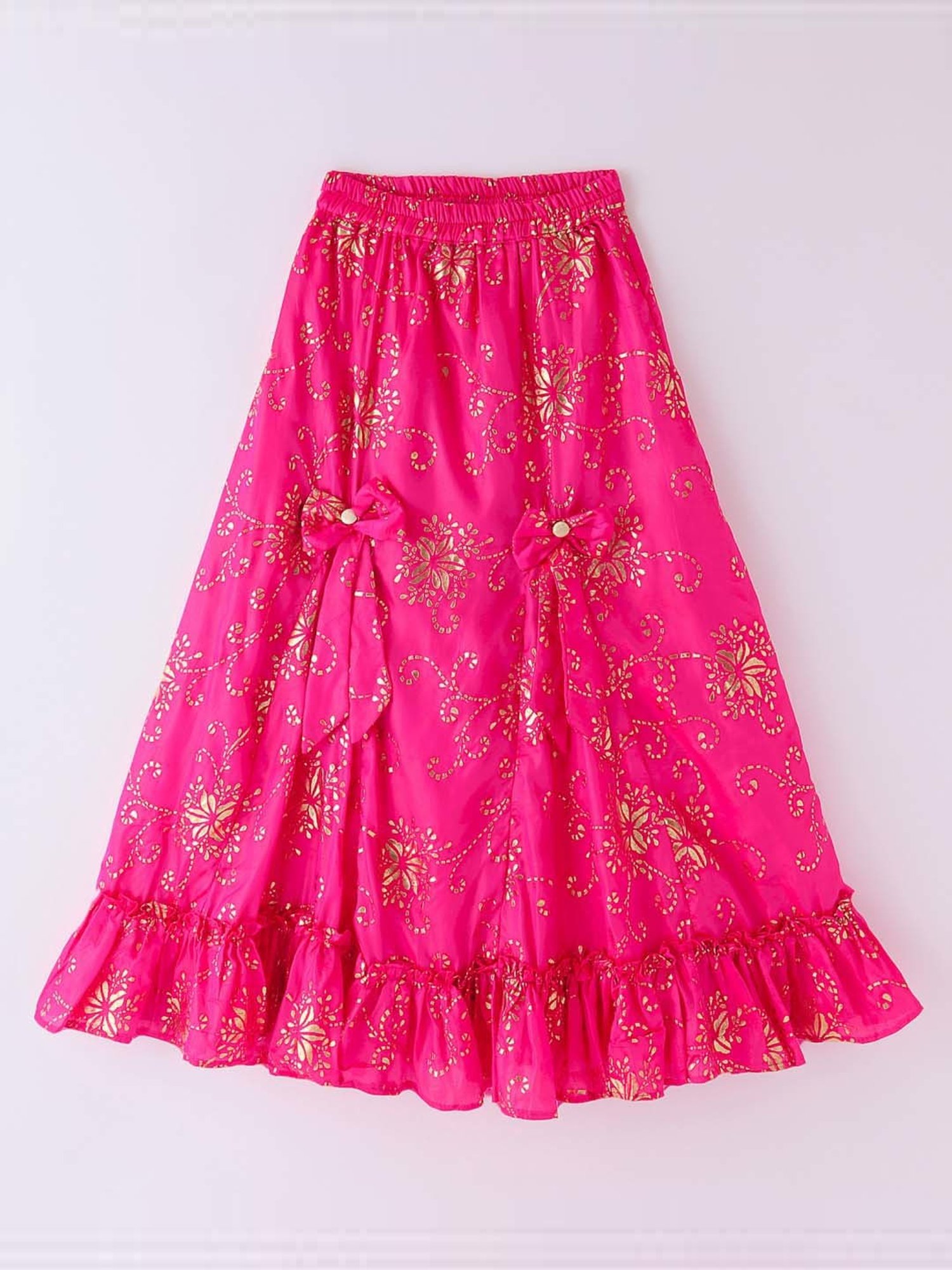 TWISHA Kids Off-White & Pink Embroidered Top Set