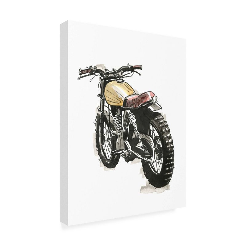 18" x 24" Annie Warren 'Motorcycles in Ink III' Unframed Wall Canvas - Trademark Fine Art