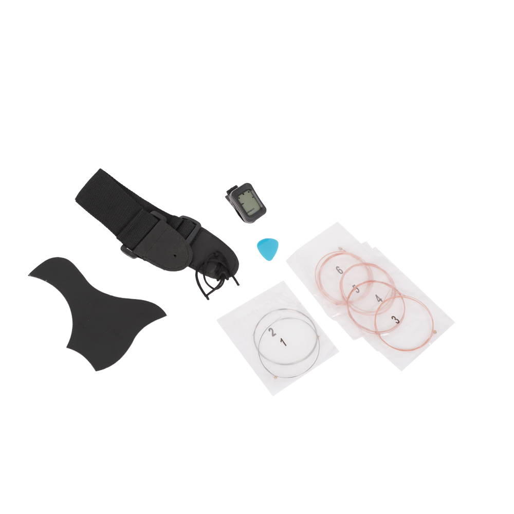 Dakesi 38" Spruce Basswood Guitar with Bag +Strap+LCD Mixer+Guard Plate White