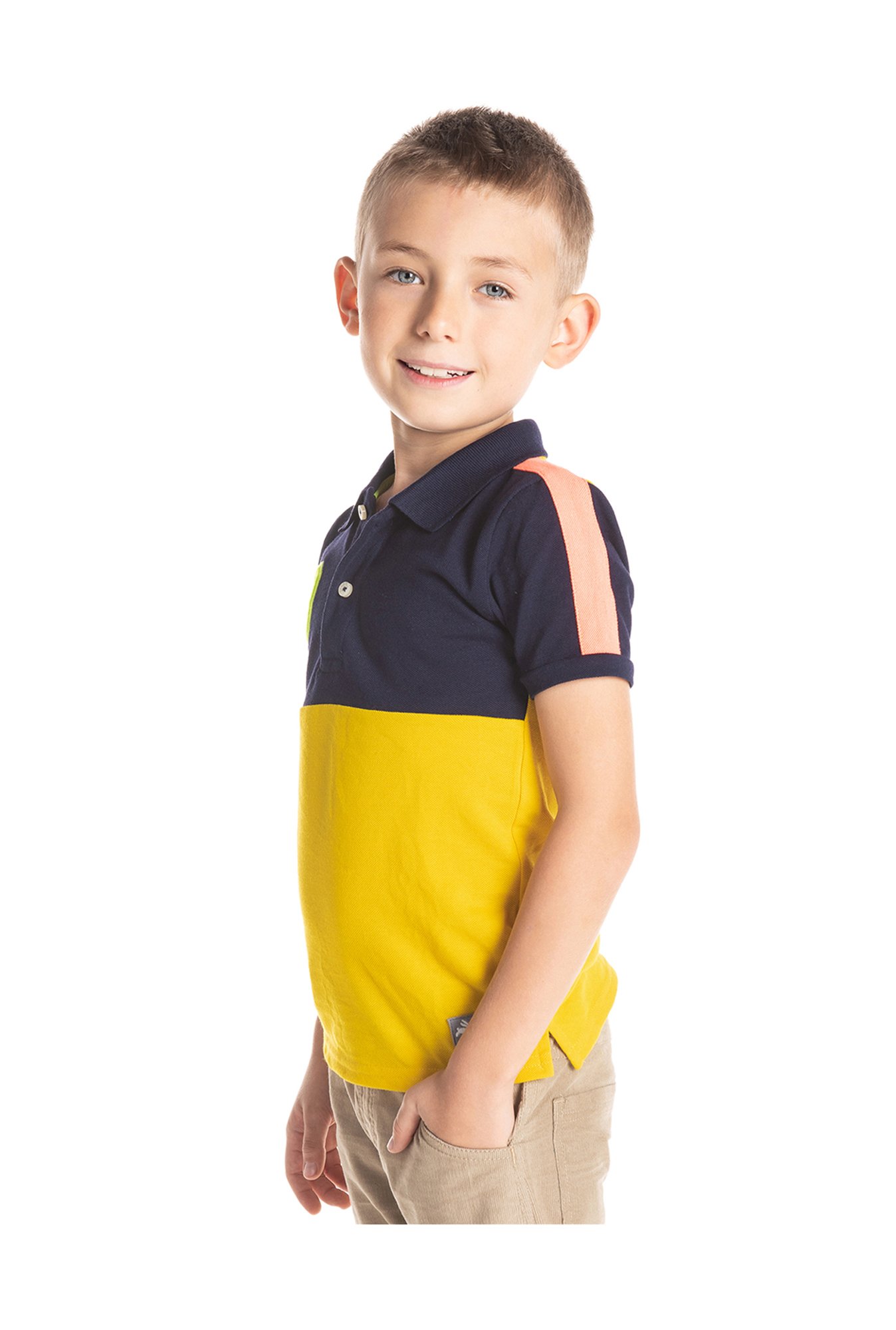 Cherry Crumble By Nitt Hyman Kids Yellow Solid Polo T-Shirt