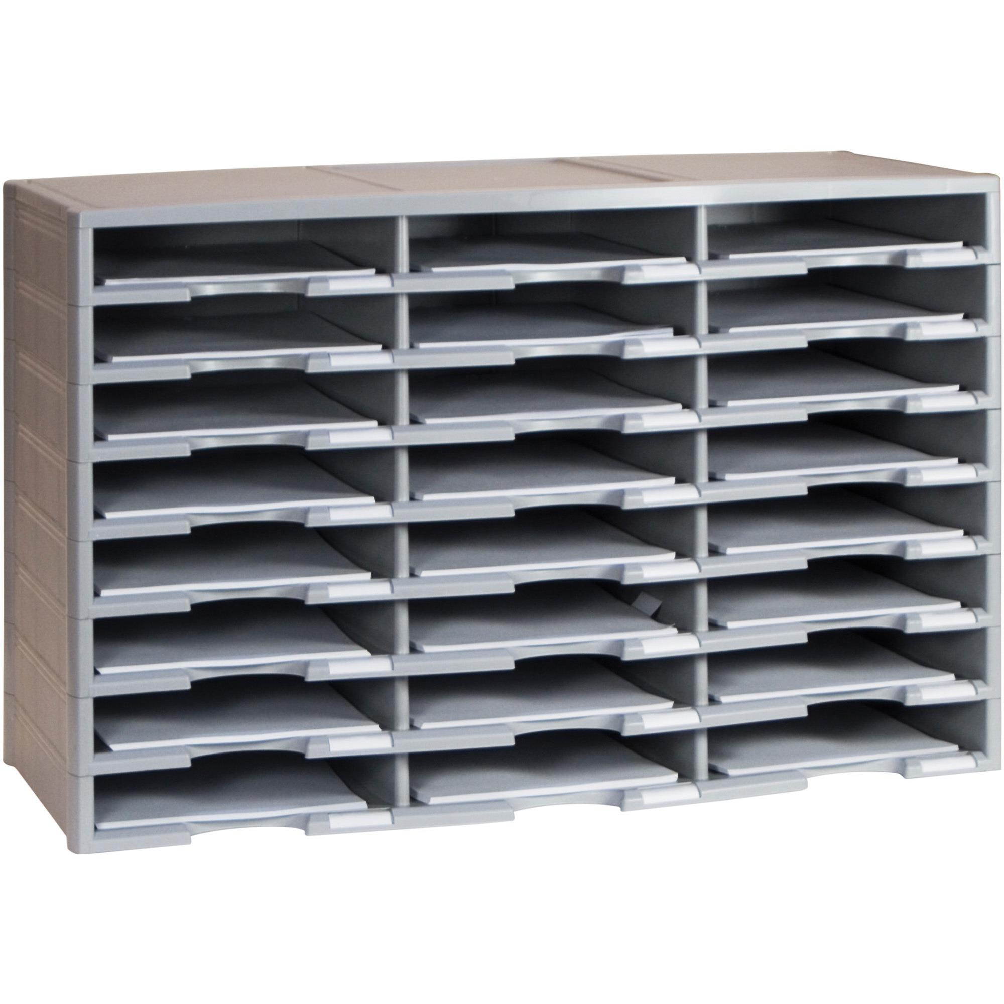 Storex 24-Compartment Literature Organizer, Gray (Drop Ship Approved Packing) (replaces 61610U01C)