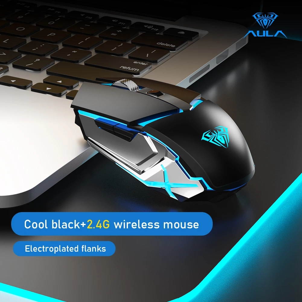 Wireless Gaming Mouse, with 800mAh Battery Rechargeable, LED Backlight, USB Receiver, Ergonomic Optical 2.4G Cordless Metal Mice for PC Laptop, Tablet, Desktop Computer Games/Work (Pink)