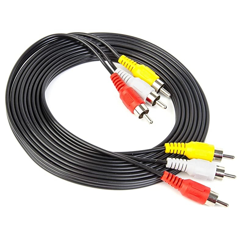 15FT RCA Audio Video Composite Cable DVD VCR SAT Yellow White red connectors 3 Male to 3 Male