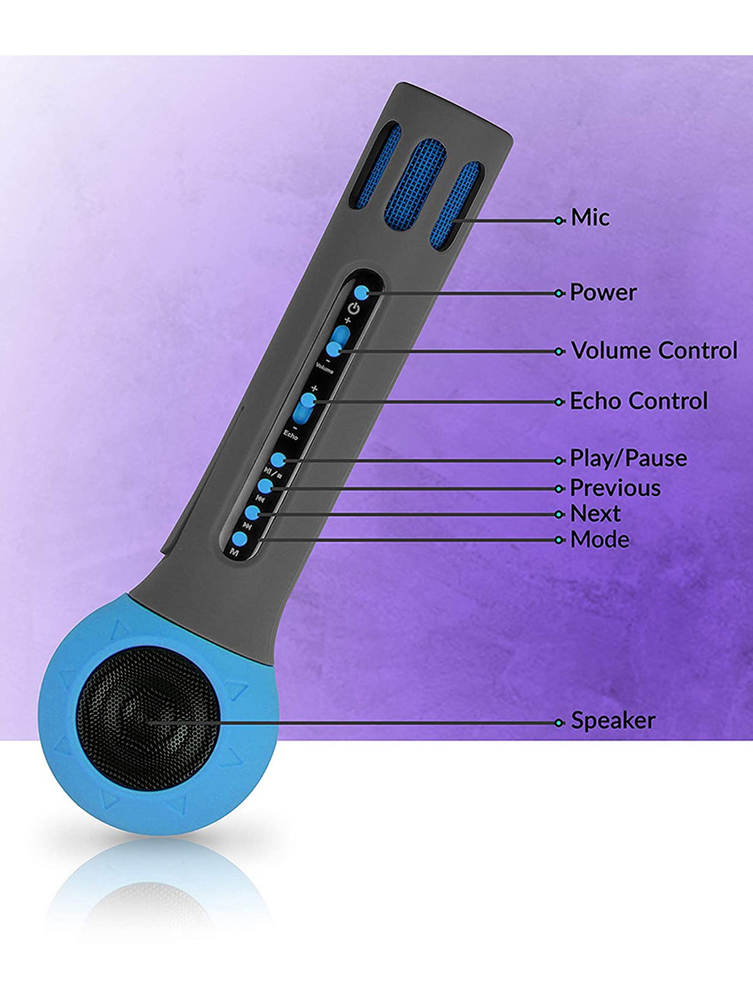 Zebronics Zeb-Fun 3W Wireless Karaoke Microphone (Blue)