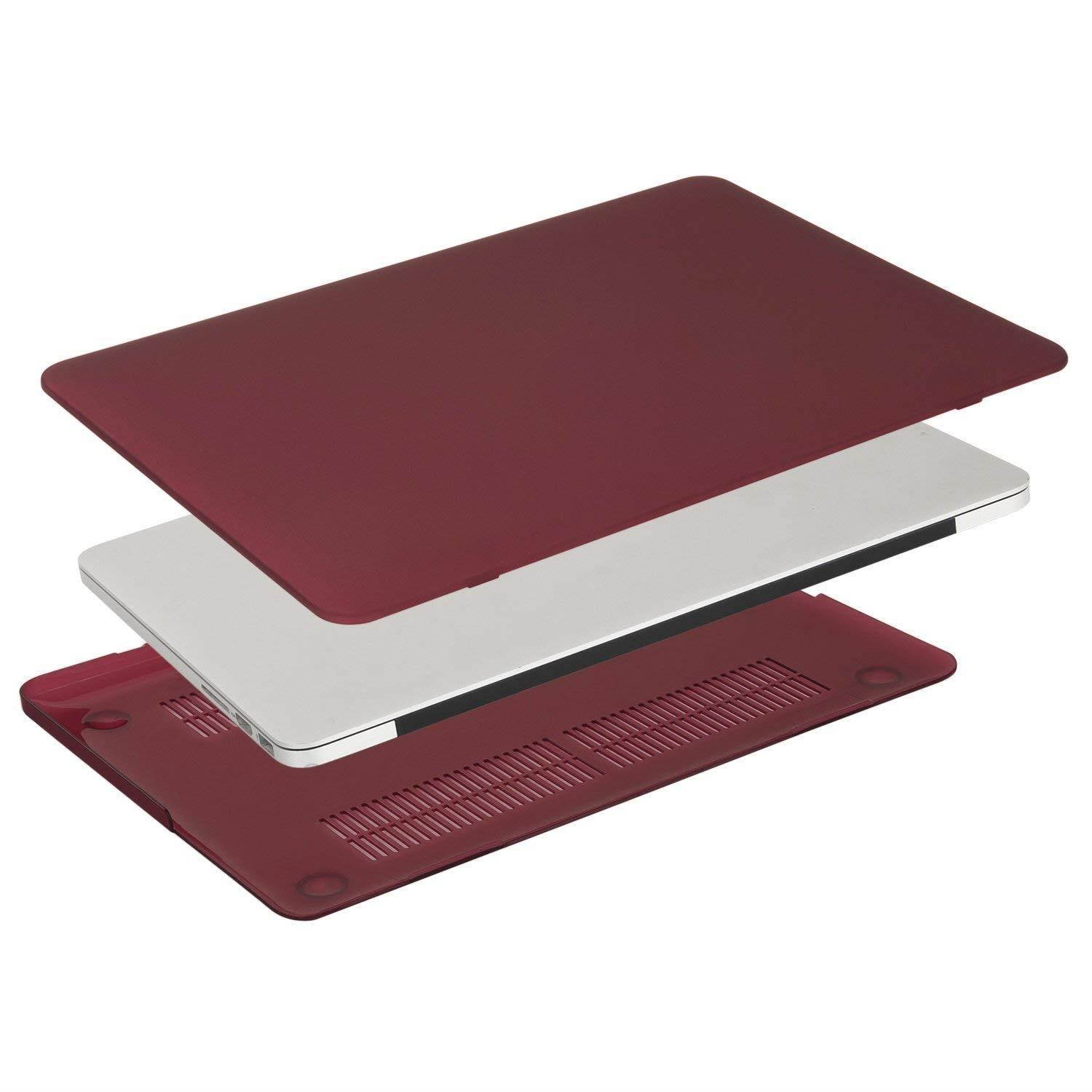 MOSISO Case Only Compatible MacBook Pro (W/O USB-C) Retina 13 Inch (A1502/A1425)(W/O CD-ROM) Release 2015/2014/2013/end 2012 Plastic Hard Shell & Keyboard Cover & Screen Protector, Marsala Red