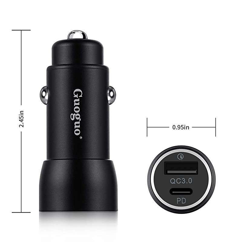 USB PD Car Charger,  Power Delivery & Quick Charge 3.0 Adapter for iPad Pro, Google Pixel 3/3 XL, iPhone Xs/XS Max/XR/X/8, Samsung Galaxy S10/S9/S8 and More