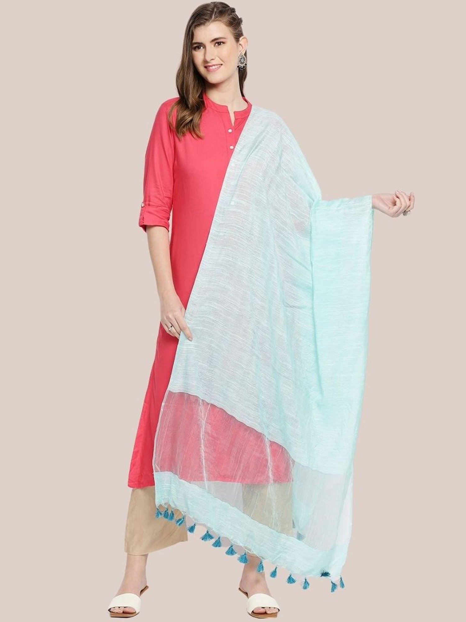 Dupatta Bazaar Light Blue Linen Dupatta