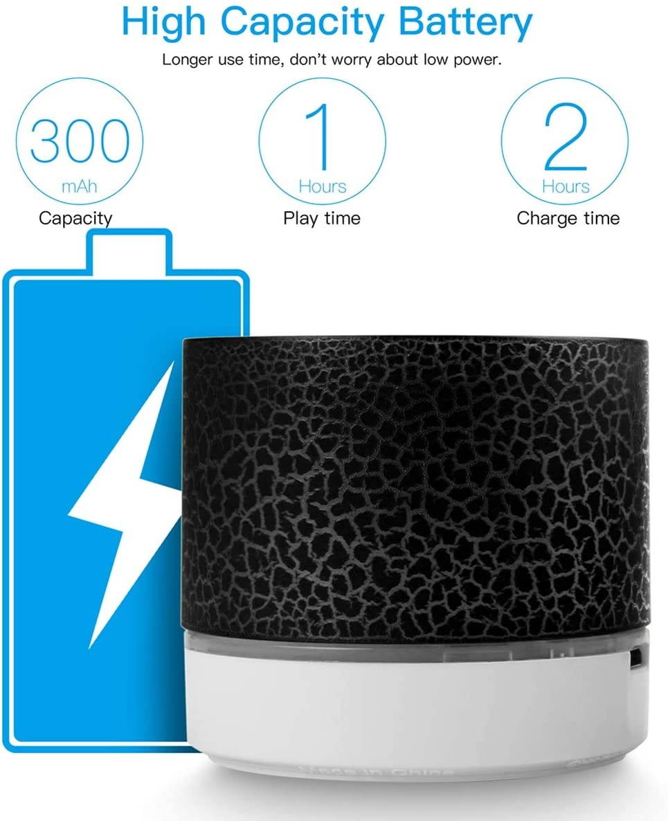 Portable Wireless Mini Bluetooth Speaker,Attoe Super Bass Stereo Rechargeable Speaker with LED Lights(Black)