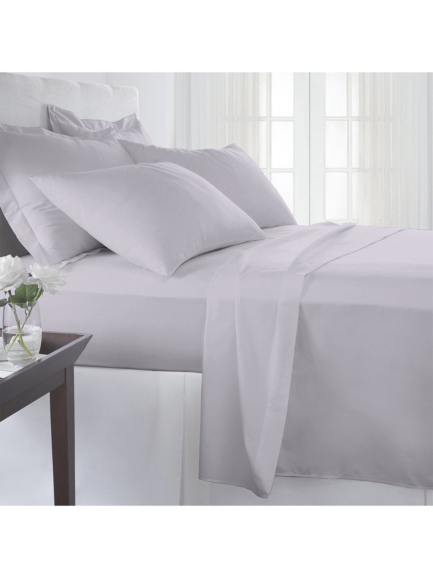 Pizuna Grey 400 TC Cotton Bed Sheet