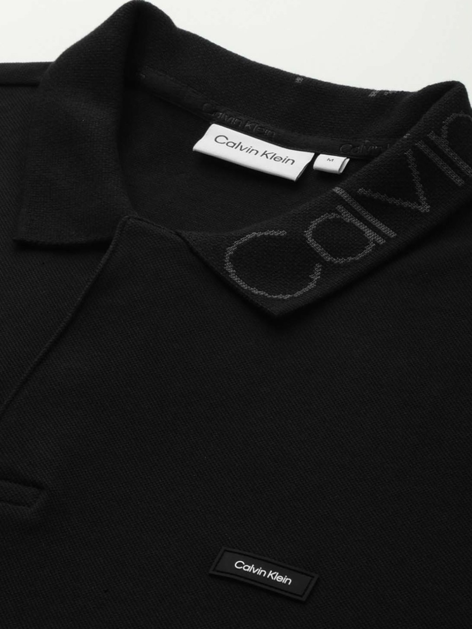 Calvin Klein Black Cotton Regular Fit Polo T-Shirt
