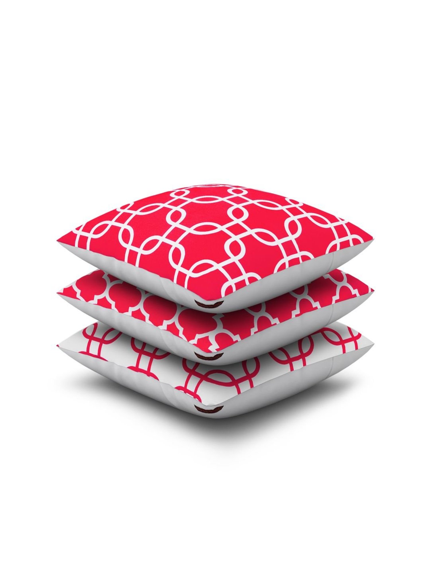 Swayam Red & White Cotton 60 cm x 60 cm Cushion Covers - Set of 5