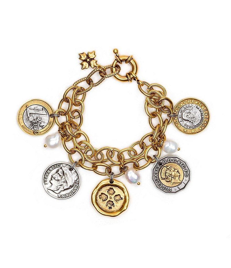 Patricia Nash The World Coin Double Charm Bracelet