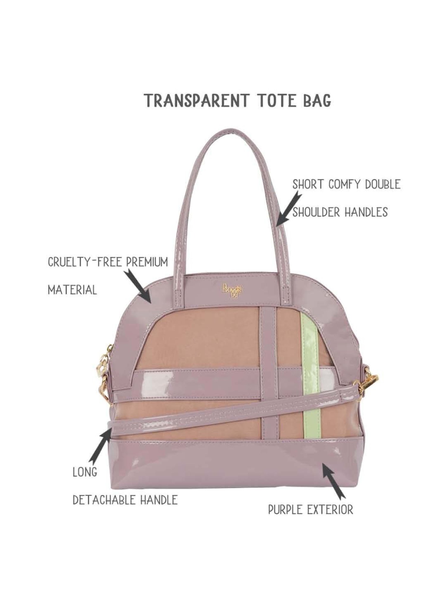 Baggit Purple Textured Medium Bowler Bag