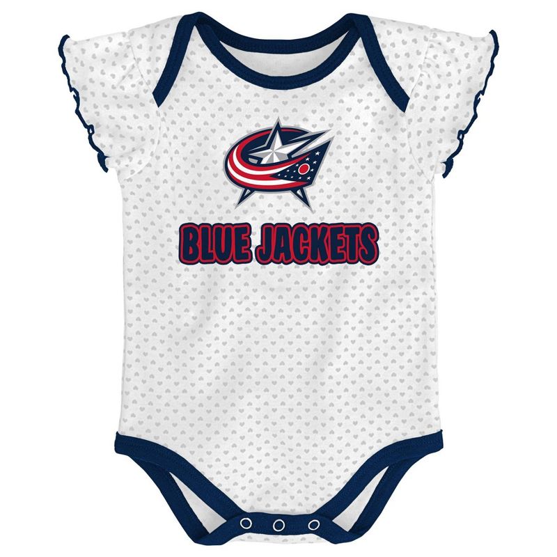 NHL Columbus Blue Jackets Girls' Winning Goal 3pk Body Suit Set - 6-9M